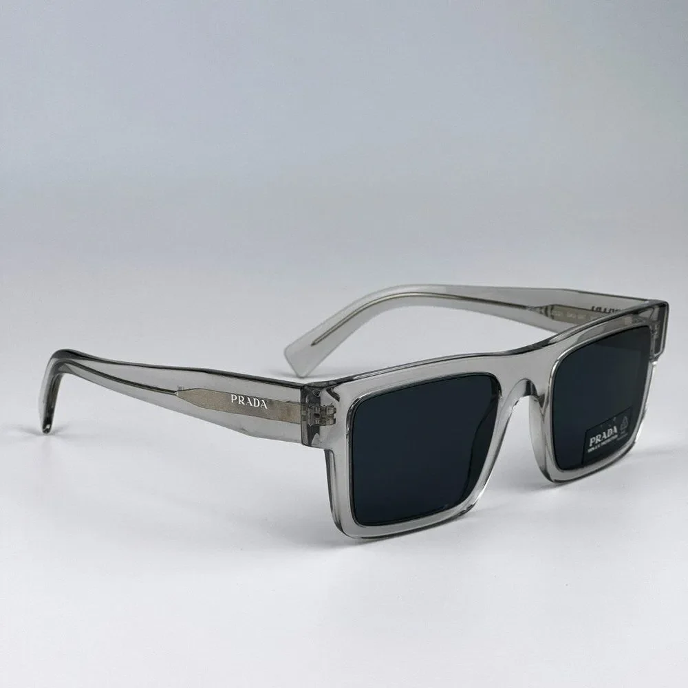 NEW Prada PR19WS U4309T  Crystal Grey Dark Grey Square Unisex Sunglasses